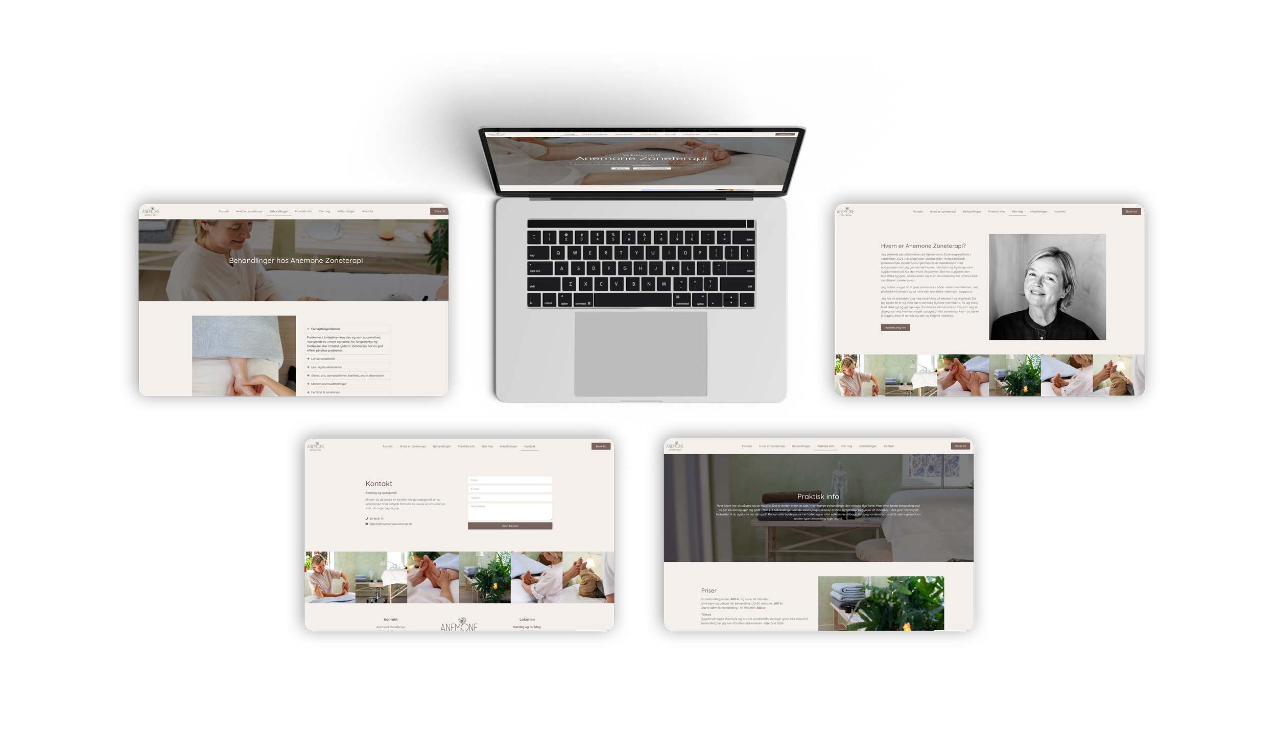 Anemone Zoneterapi - hjemmeside, logodesign og visuel identitet